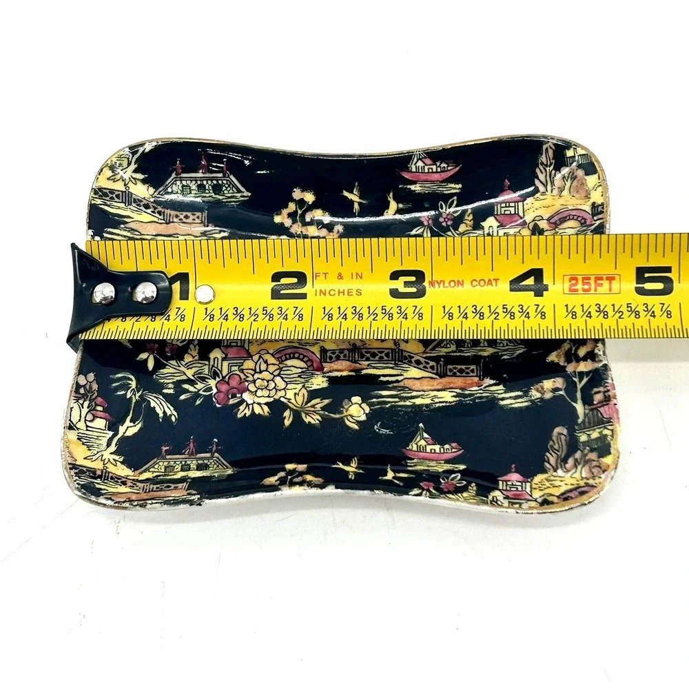 Royal Winton Pekin Grimwades Chinoiserie Pin Tray Trinket Dish Black AsianPagoda